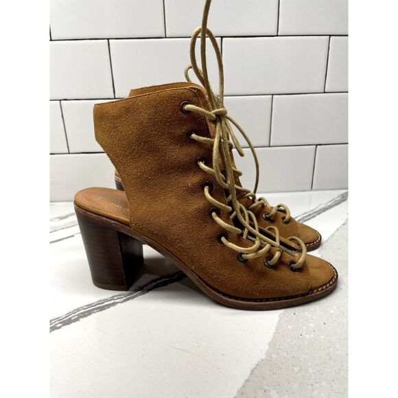 Free People x Jeffrey Campbell Suede Lace Up Heels, Size 6.5 Women’s, Tan, Brown - Picture 1 of 11
